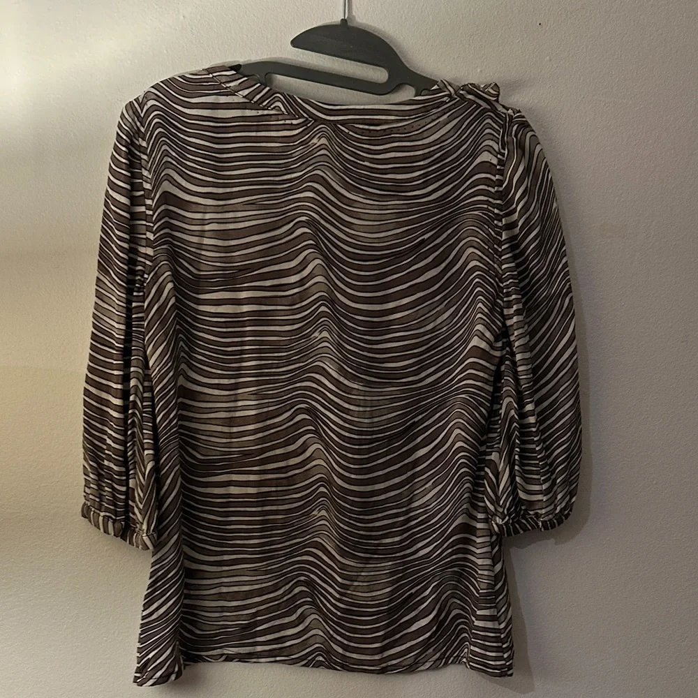 Tory Burch Black and White Striped Blouse - Preloved